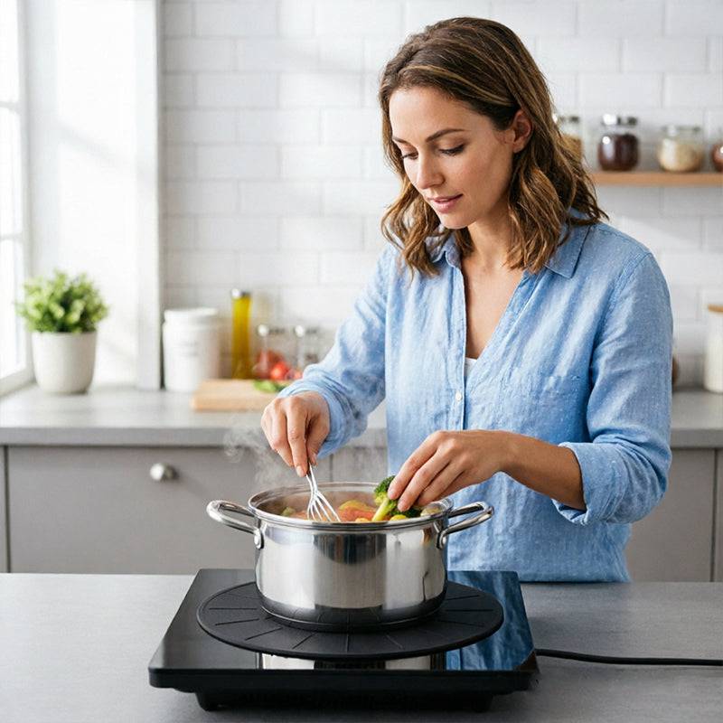Eprolo heat resistant silicone fiberglass induction cooker mat with non-slip, scratch-proof protection for stovetops.