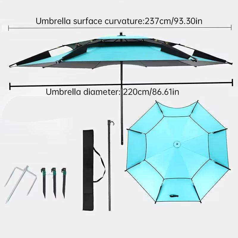eprolo 6.6FT double canopy beach umbrella with UV protection and waterproof fabric for sun shade at the beach, garden, camping, or fishing