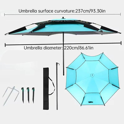 eprolo 6.6FT double canopy beach umbrella with UV protection and waterproof fabric for sun shade at the beach, garden, camping, or fishing