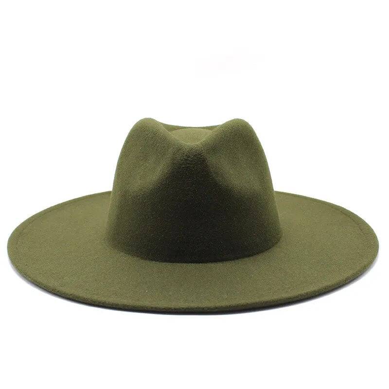 Black and white wool wide brim fedora hat by eprolo, crushable winter derby style for men and women, suitable for wedding or jazz events.