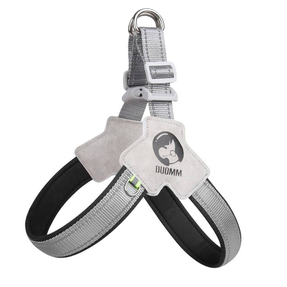 Eprolo saddle style dog chest harness with breathable fabric and reflective strips for safety and comfort.