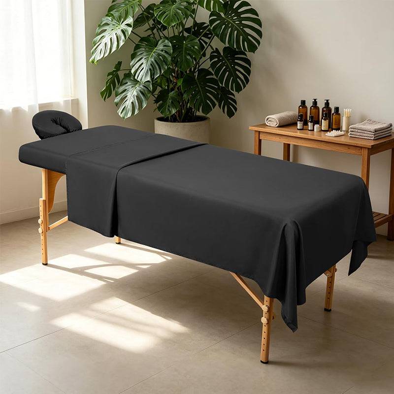 eprolo 3-piece massage table sheet set in solid color, washable and durable fabric, including fitted sheet, flat sheet, and pillowcase