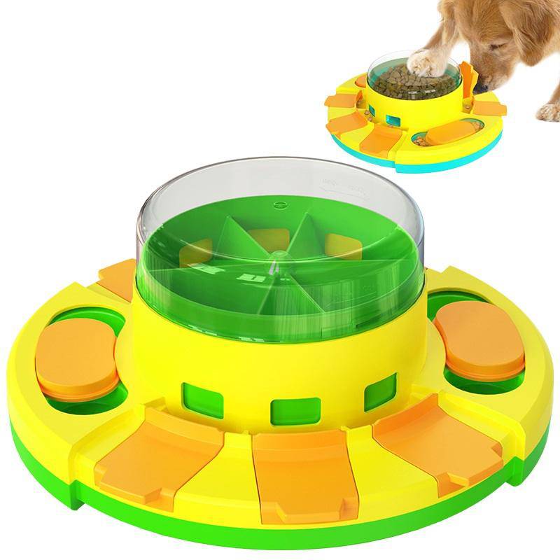 Eprolo dog puzzle toy with squeaky sound ball for teething, food dispensing, and interactive pet training.