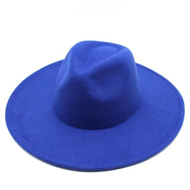 Black and white wool fedora hat with wide brim, crushable design, suitable for men and women, ideal for winter, derby, or wedding wear.