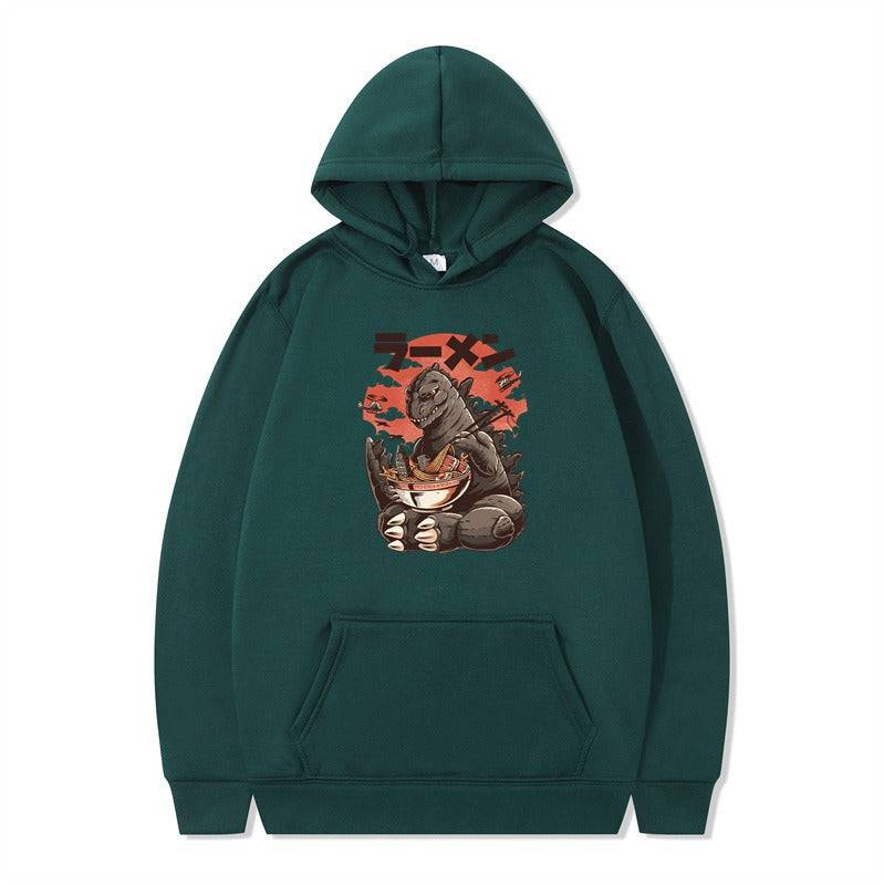 Cartoon printed men's and women's autumn winter hoodie with attached hat, fashionable eprolo sweatshirt for chilly weather.