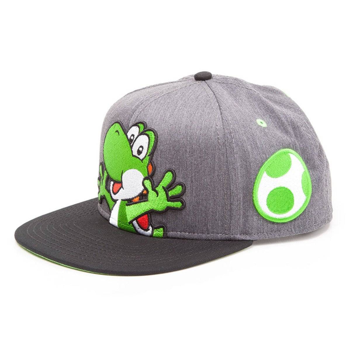 Gray cartoon dinosaur baseball cap for adults, eprolo snapback sun hat with playful design and adjustable fit.