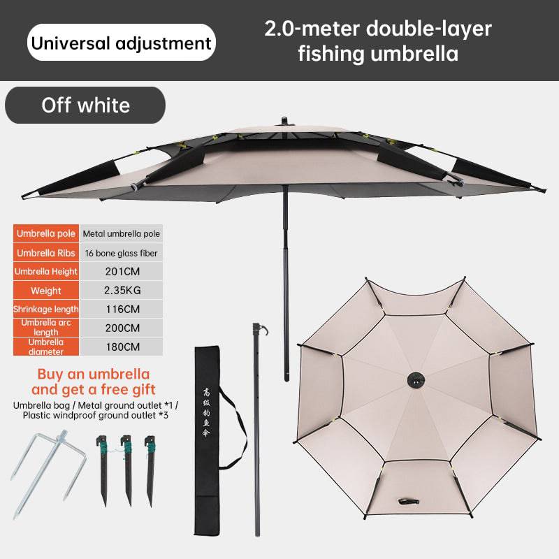 eprolo 6.6FT double canopy beach umbrella with UV protection and waterproof sun shade for garden, camping, and fishing.