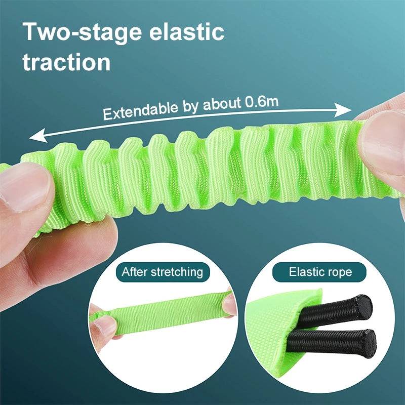 Reflective dog traction rope by eprolo with adjustable length, shown in a natural outdoor setting.