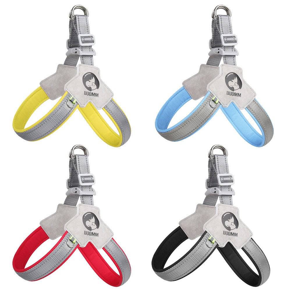 Breathable, reflective saddle-style dog chest harness by eprolo with adjustable straps and padded design for comfort.