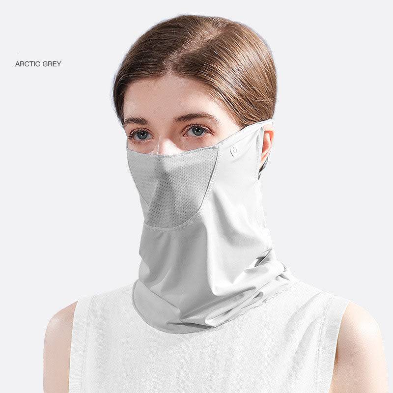 Eprolo ice silk sunscreen mask sunshade for women, quick-drying neck cover with ear loops, UV protection for summer.