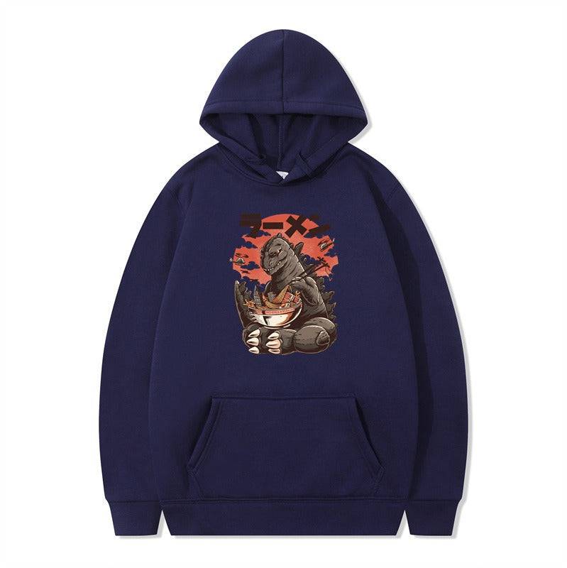 Cartoon printed fashionable men's and women's autumn and winter hoodie with attached hat, casual and cozy eprolo hoodie.