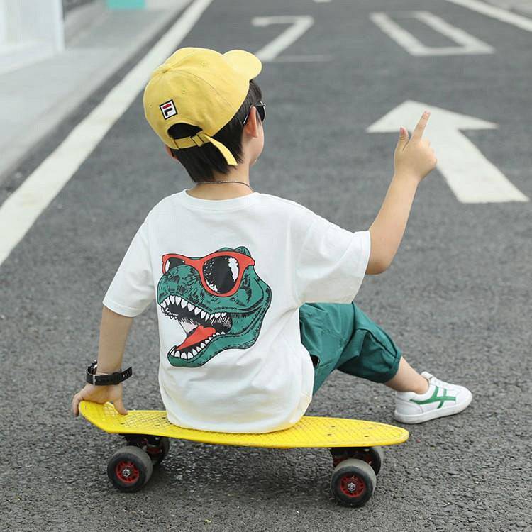 Eprolo boys' short sleeve T-shirt and shorts set featuring colorful cartoon sports design, perfect for children's casual wear.