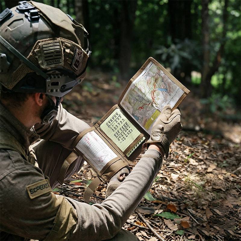 Eprolo tactical arm map holder worn on forearm, military wrist sleeve for maps, cards, and notes, ideal for range and field use