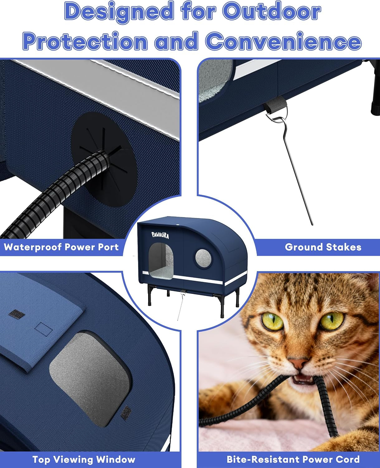 Heated Outdoor Cat House with Thermostatic Pad & Skylight