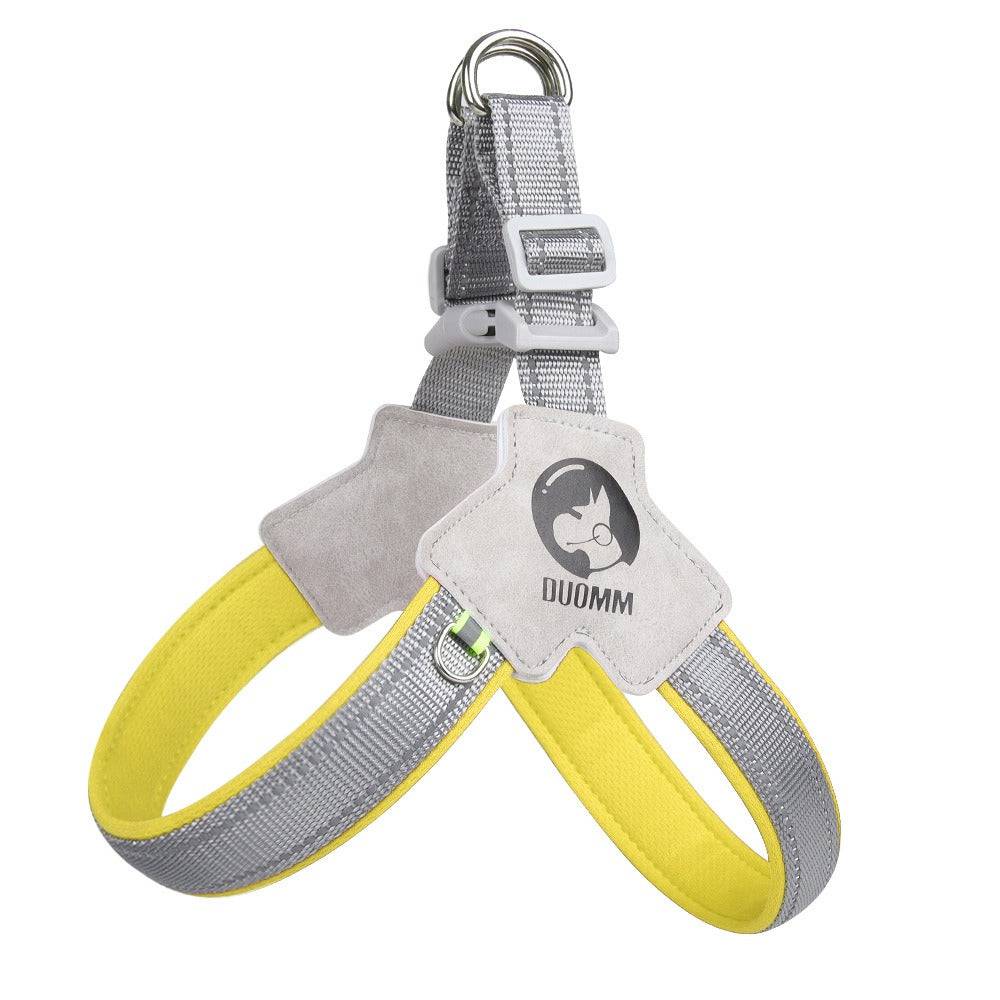 Eprolo saddle style breathable reflective dog chest harness with adjustable straps and padded design for comfort and safety.