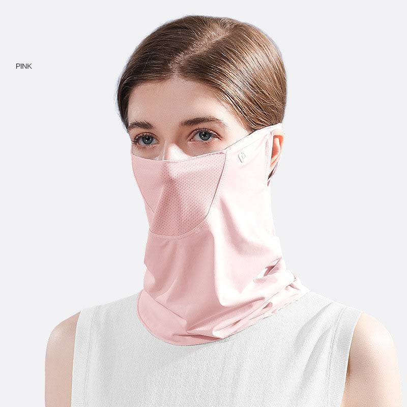 Eprolo ice silk sunscreen mask sunshade for women, quick-drying neck cover and face protection against UV rays, summer headband.