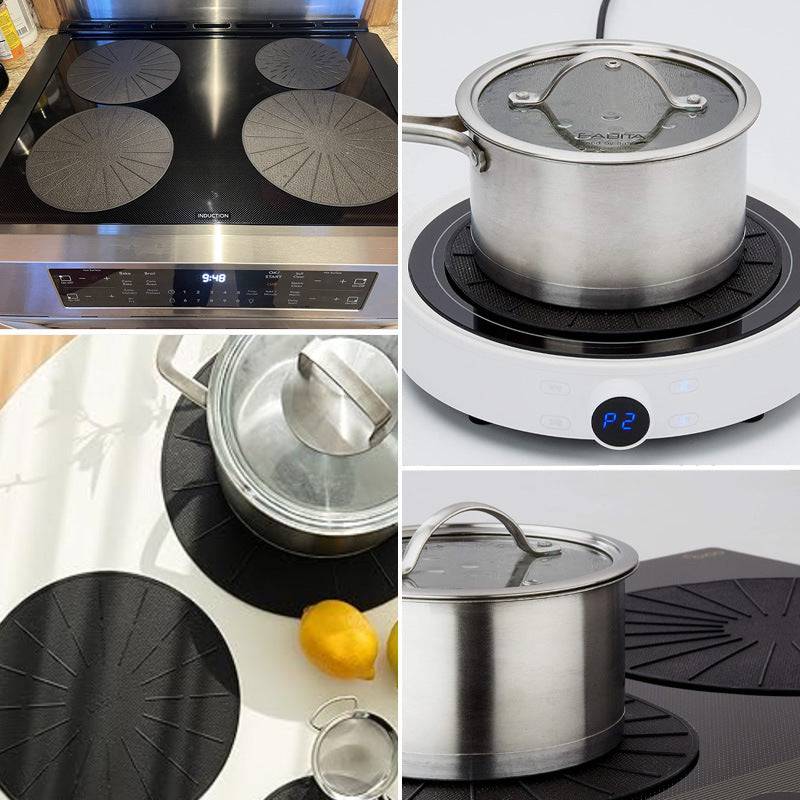 eprolo heat resistant round silicone fiberglass induction cooker mat with non-slip, scratch-proof surface for stove protection