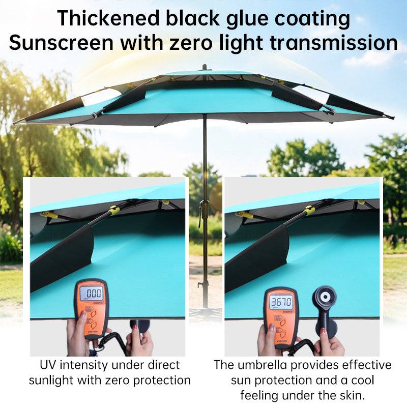 eprolo 6.6FT double canopy beach umbrella with UV protection and waterproof fabric, ideal for garden, camping, and fishing.