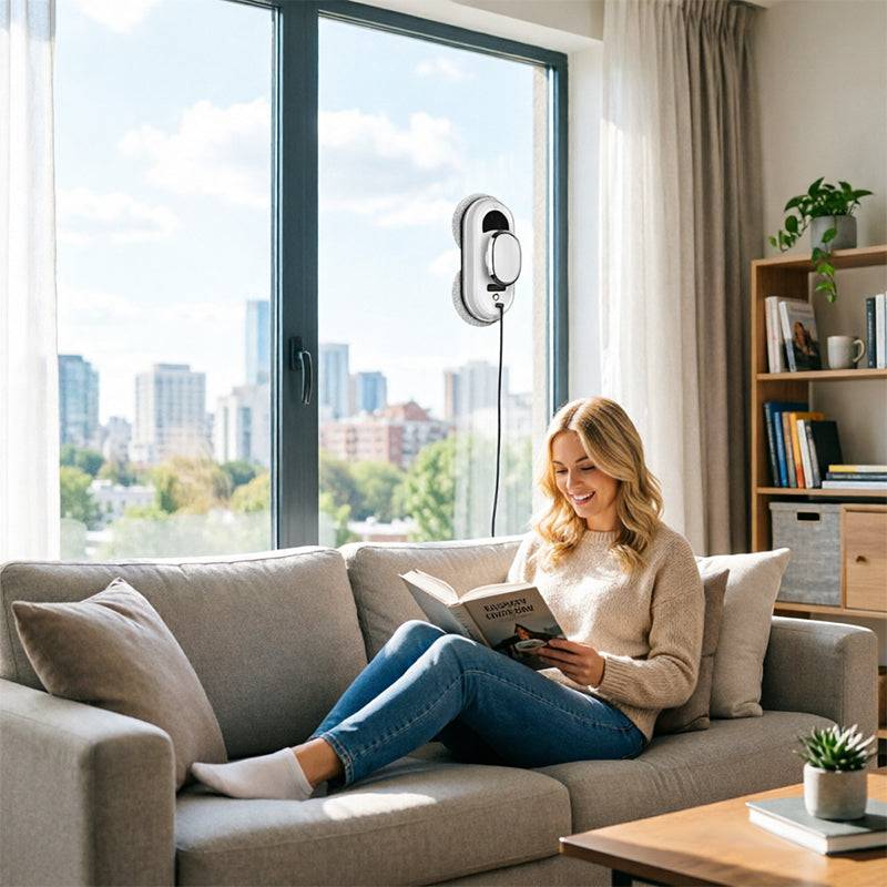 eprolo 5600Pa smart window cleaning robot with remote, ultra-thin auto glass cleaner for home and office use.
