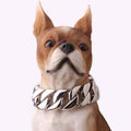 Gold 32mm stainless steel dog collar with chain design for Doberman, Bulldog, and Bully breeds by eprolo.
