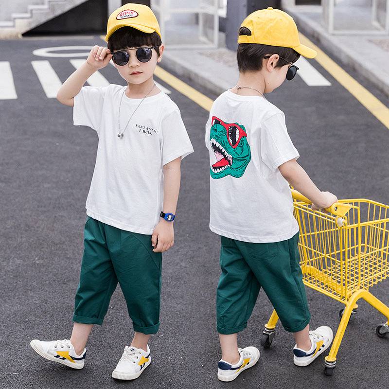 Eprolo boys' short sleeve T-shirt and shorts set featuring colorful cartoon sports design, perfect for children's casual wear.