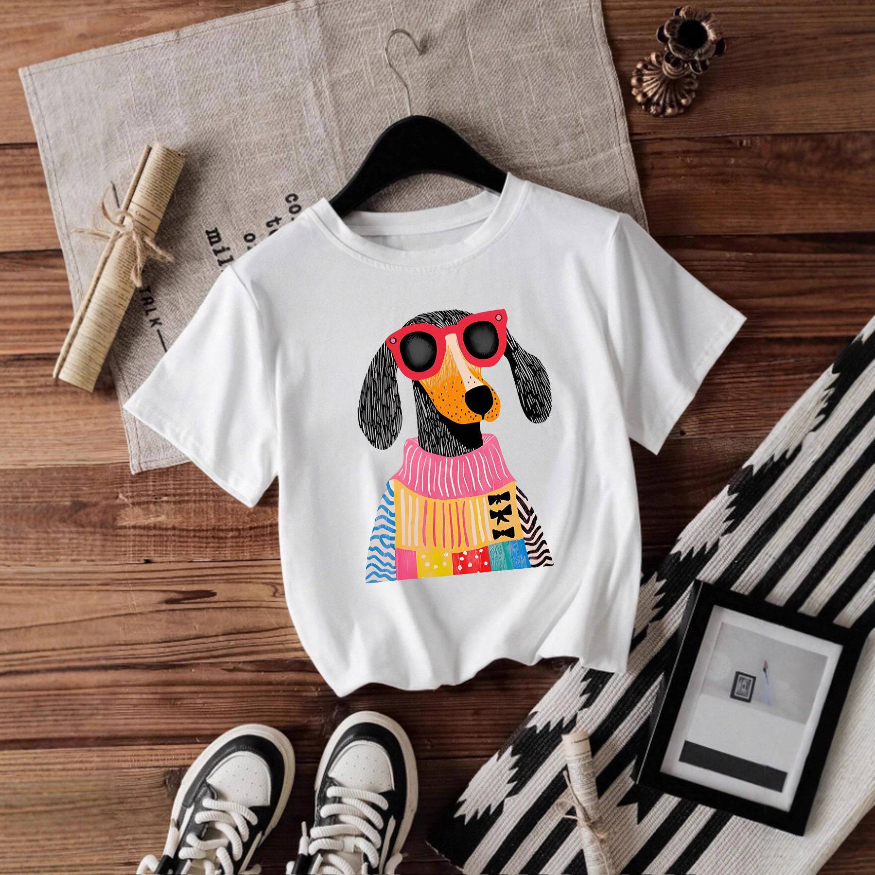 Eprolo female dog short-sleeved shirt, lightweight and comfortable pet clothing, featuring a casual fit and soft fabric.
