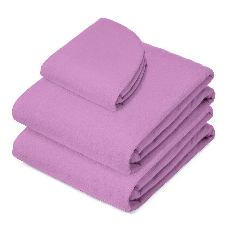Eprolo 3-piece massage table sheet set in solid color, washable and durable fabric, with fitted and flat sheets visible.