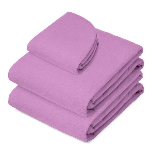 Eprolo 3-piece massage table sheet set in solid color, washable and durable fabric, with fitted and flat sheets visible.