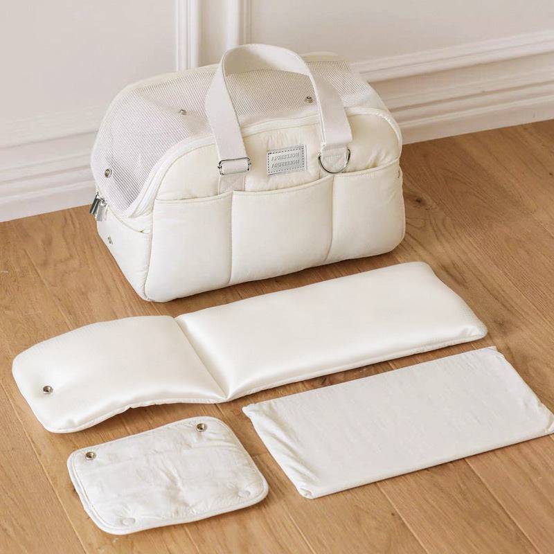Large capacity eprolo winter warm cat carrier with breathable shoulder strap, designed for cold weather pet travel.