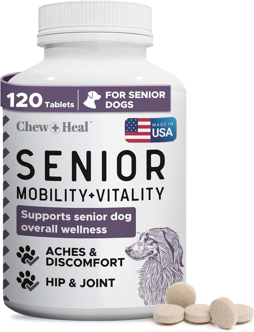 Senior Dog Joint Supplement with Glucosamine, MSM & Boswellia, 120 Tablets