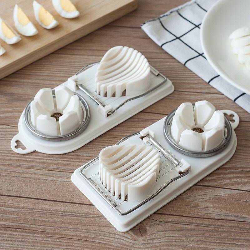 eprolo Creative Egg Cutter and Slicer in use, practical kitchen gadget for easily slicing eggs into even pieces.