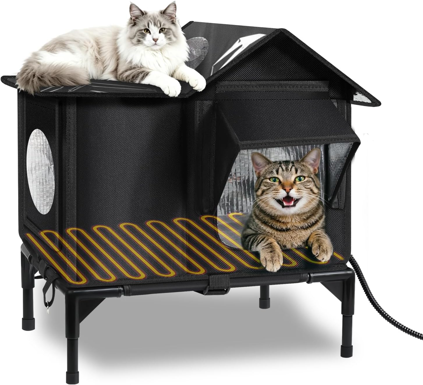 Heated Outdoor Cat House with Escape Door – Medium & Large
