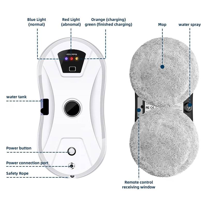 Eprolo 5600Pa smart window cleaning robot with remote, ultra-thin auto glass cleaner for home and office windows.