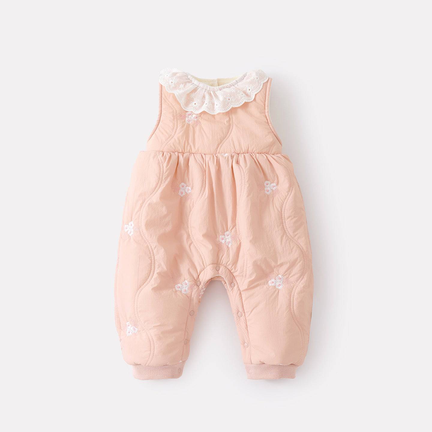 Eprolo fleece-lined thickened girls' baby onesie set with a cozy knit two-piece crawling suit for warmth and comfort.