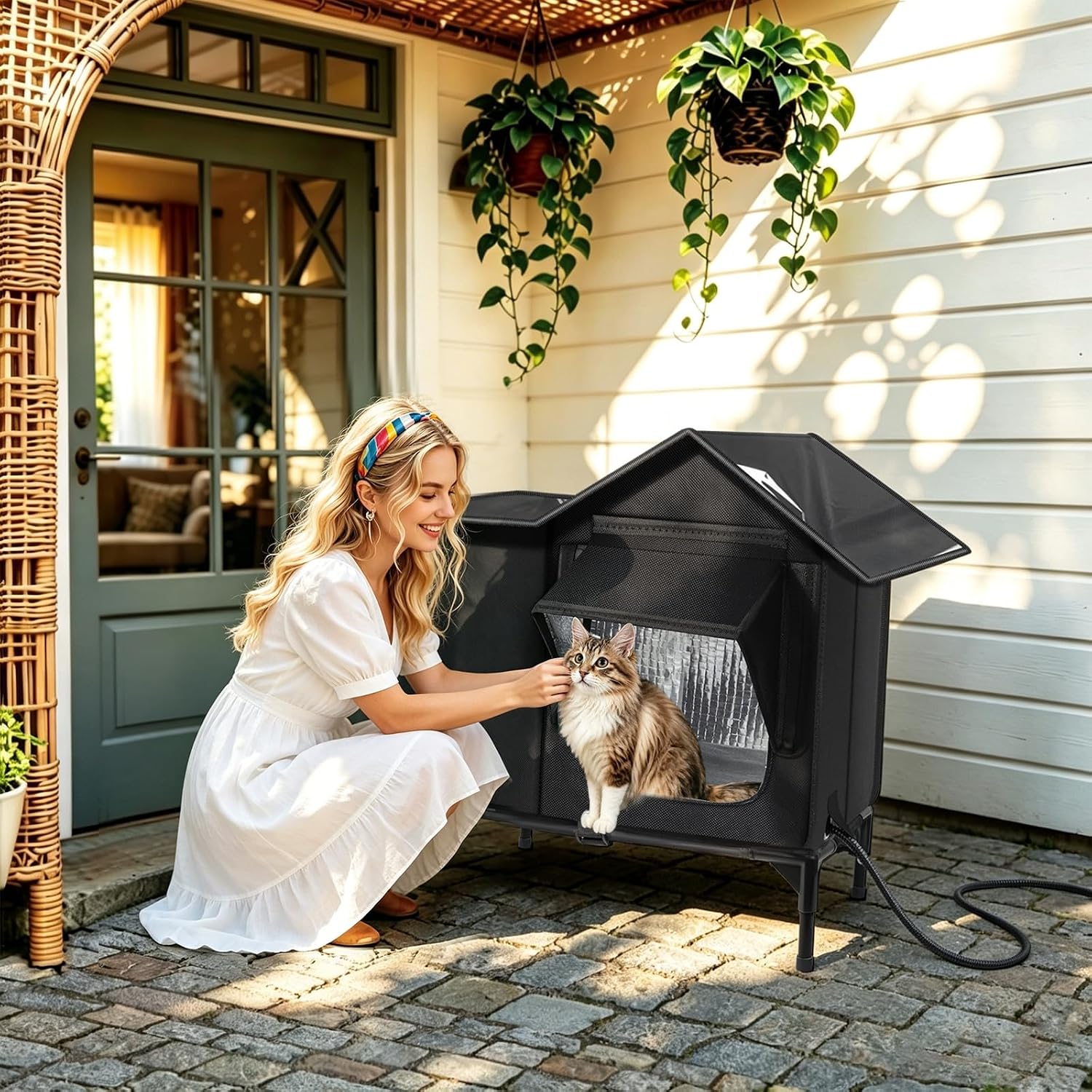 Heated Outdoor Cat House with Escape Door – Medium & Large