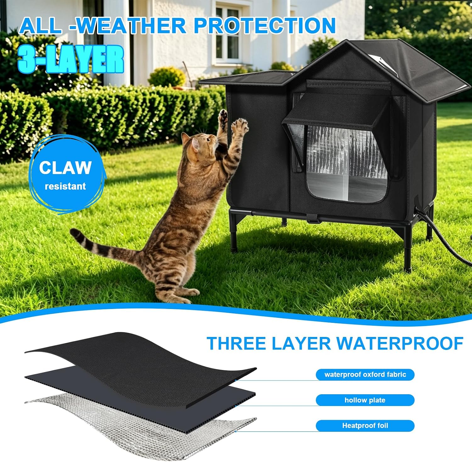 Heated Outdoor Cat House with Escape Door – Medium & Large
