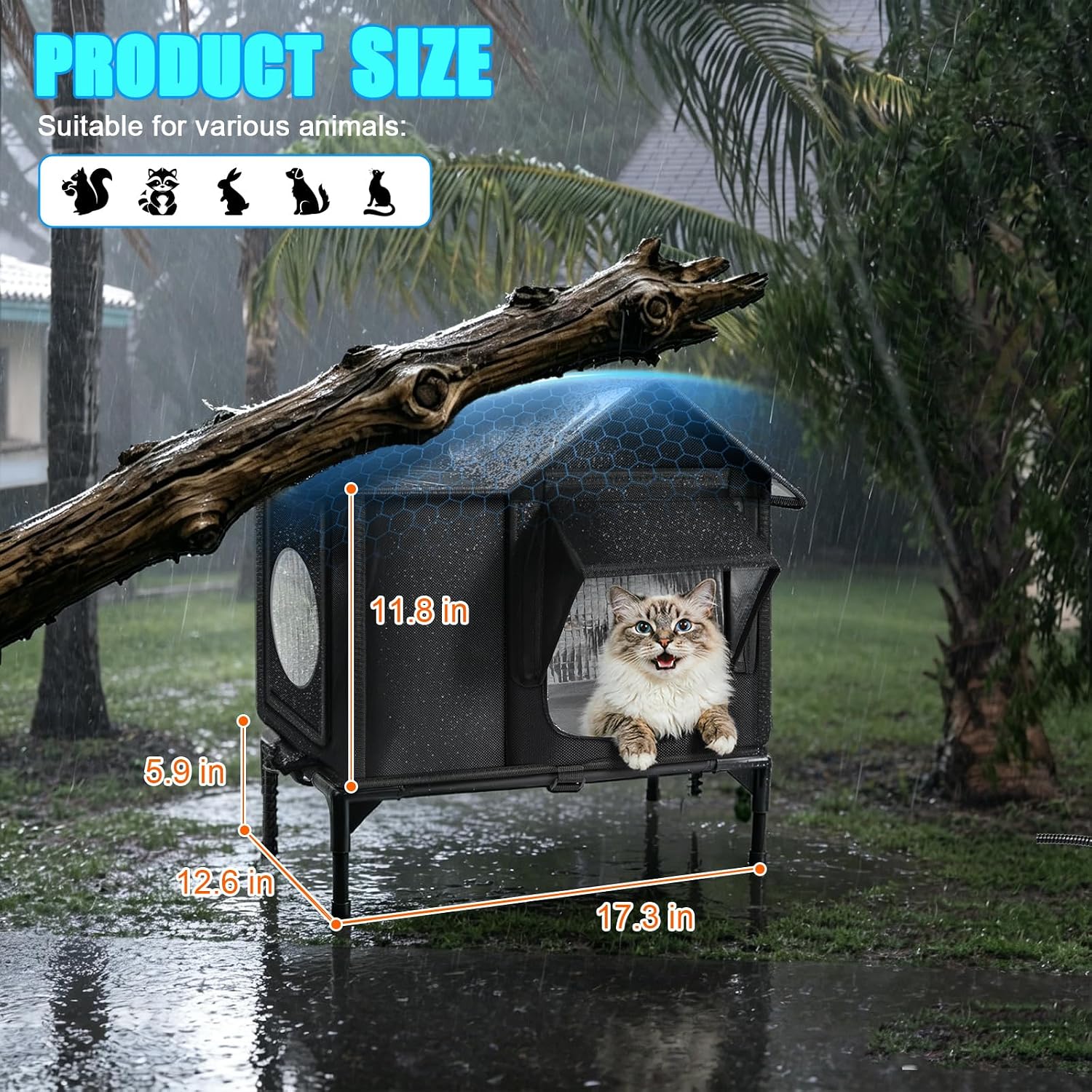 Heated Outdoor Cat House with Escape Door – Medium & Large