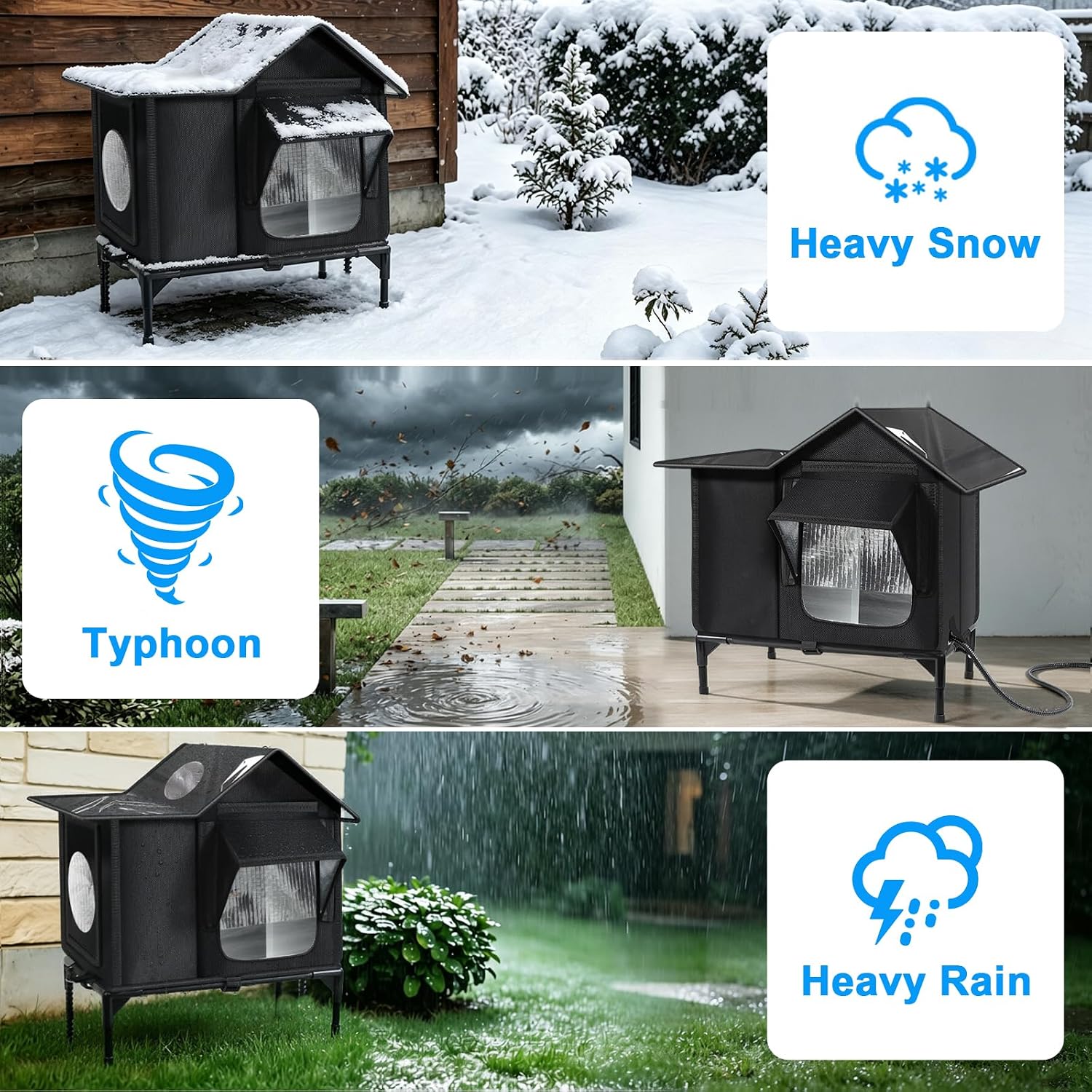 Heated Outdoor Cat House with Escape Door – Medium & Large