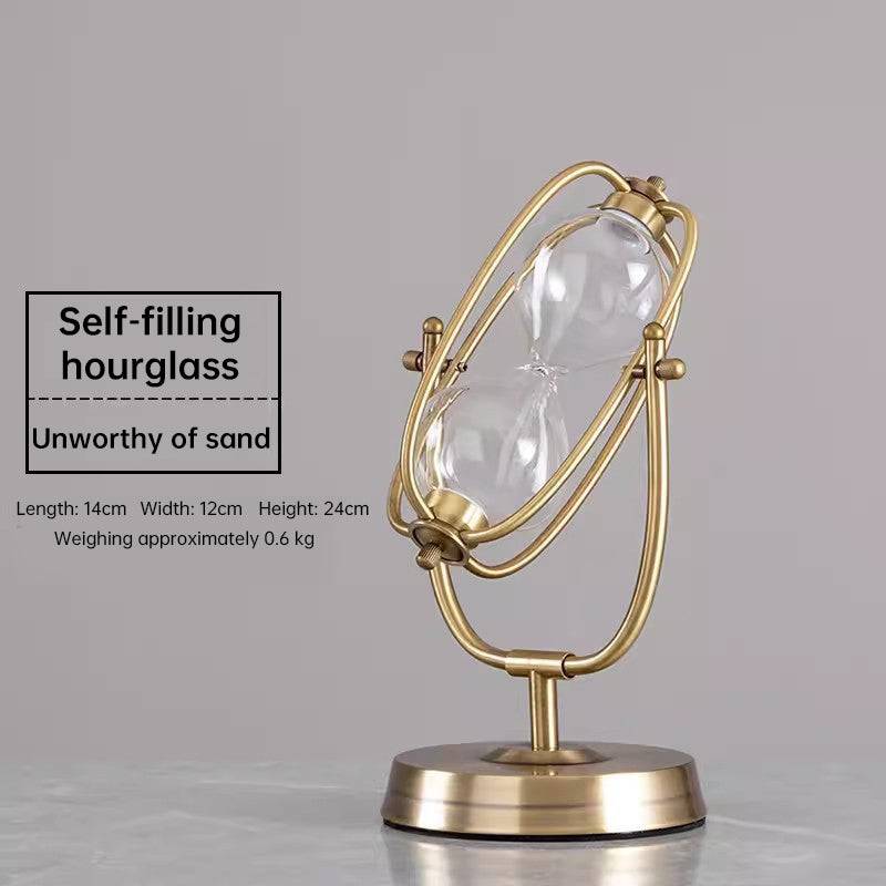 Vintage metal hourglass sand clock from eprolo, retro desk decor with flowing sand, ideal for office, study, or bedroom decoration.