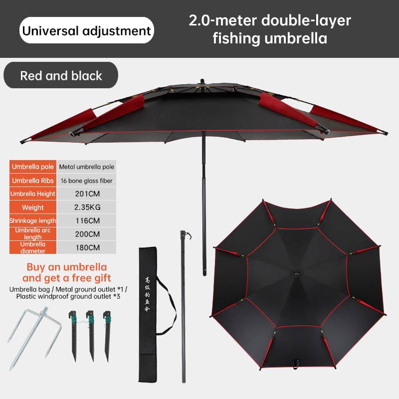 eprolo 6.6FT double canopy beach umbrella with UV protection and waterproof fabric, ideal for garden, camping, and fishing shade.