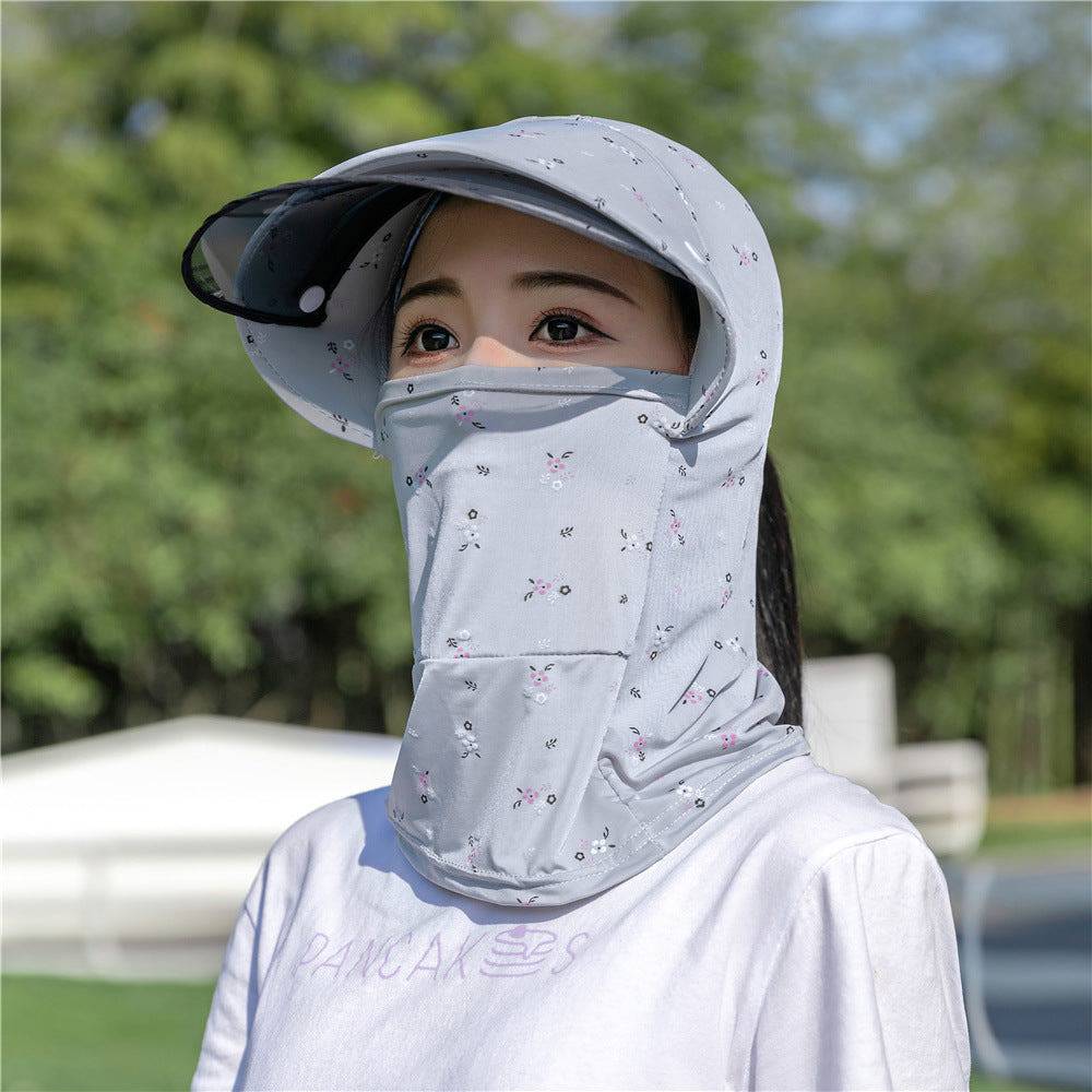 Eprolo wholesale summer sun hat with floral ice silk fabric, wide brim for face protection, ideal for beach and outdoor riding.