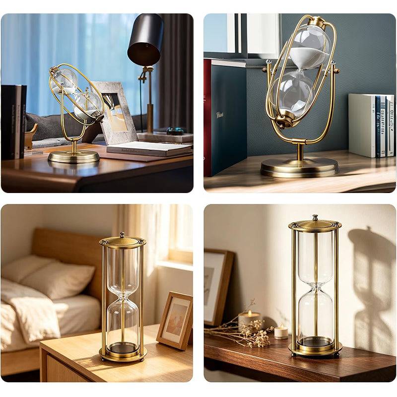 Vintage metal hourglass sand clock with retro design, perfect for office, study, or bedroom decor by eprolo