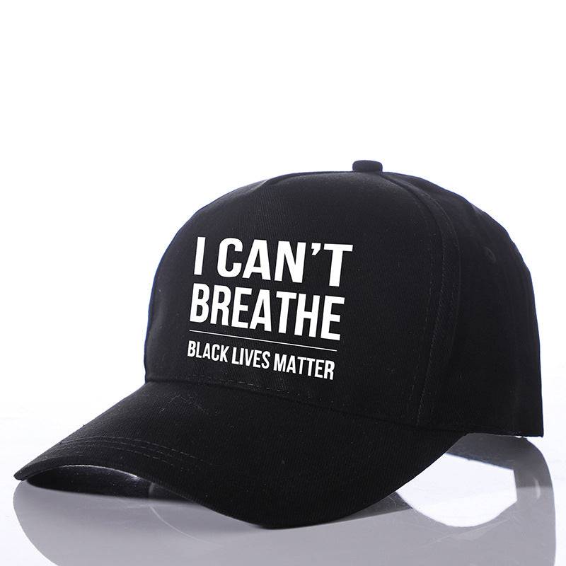 Eprolo I Can't Breathe summer adjustable sports baseball cap in black with a curved brim and breathable fabric.