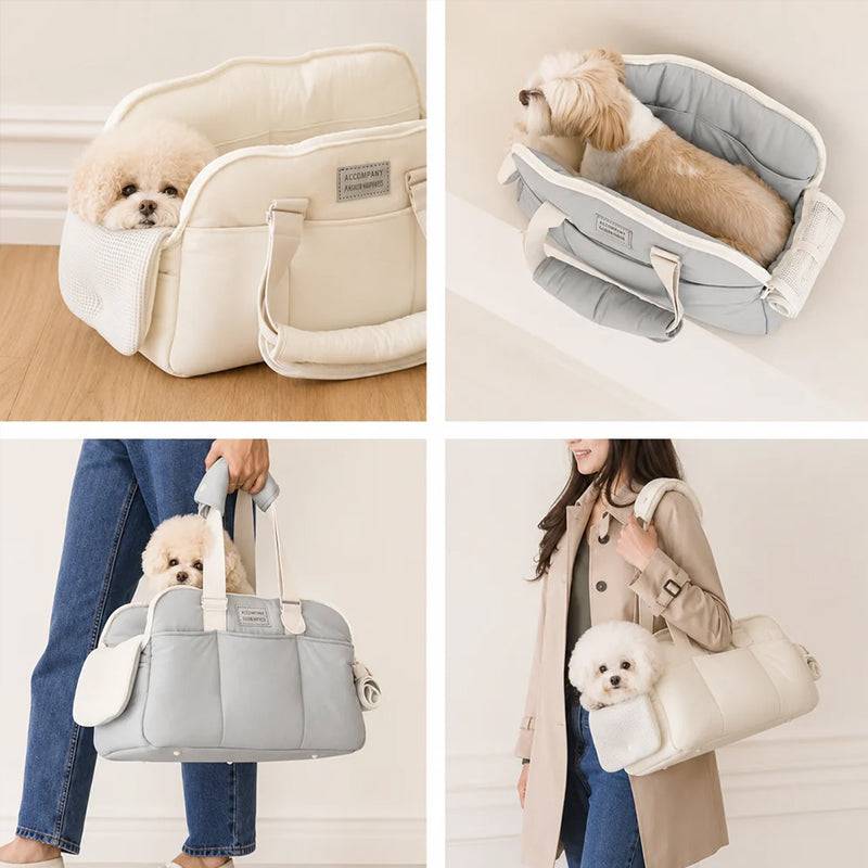 Large capacity eprolo winter warm cat carrier with breathable shoulder strap and cozy interior for cold weather travel.