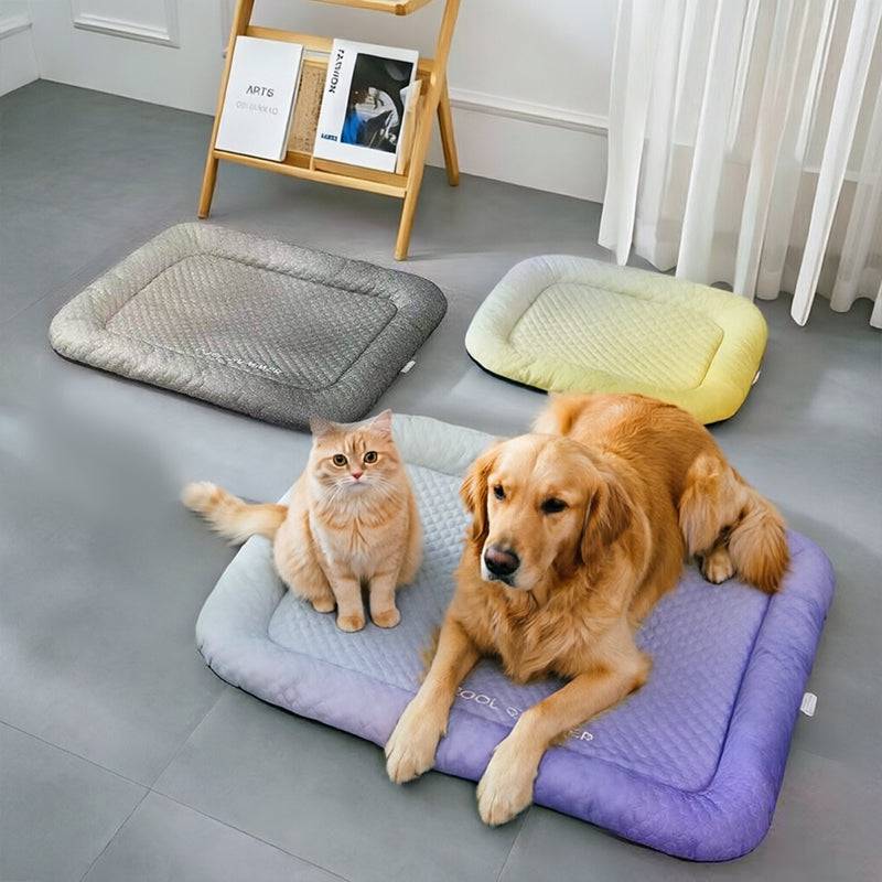 eprolo cooling pet pad for summer with breathable cold-silk ice mat, gradient colors, gentle on pet's skin, ideal for hot weather.