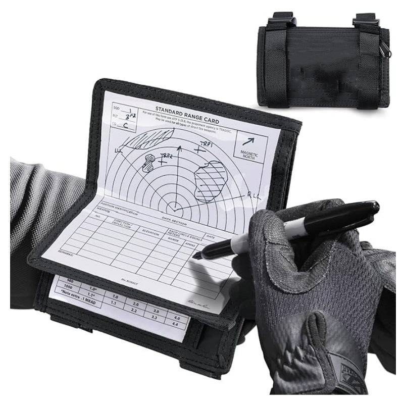 Eprolo tactical arm map holder sleeve on a military wrist, designed for carrying maps, cards, and notes during field or range use.