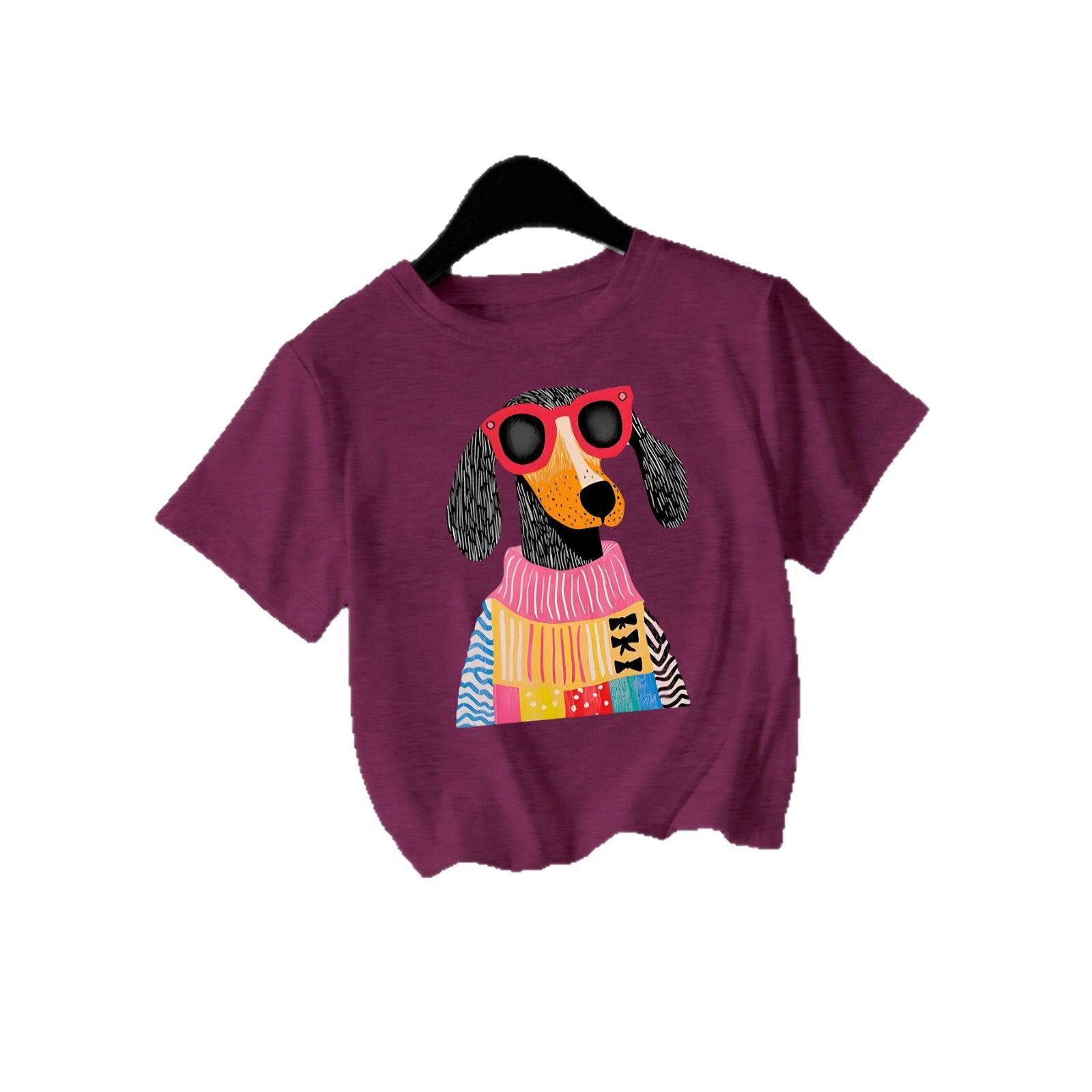 Eprolo female dog short-sleeved t-shirt, soft fabric, pink color, casual pet apparel, front view showing fit and design.