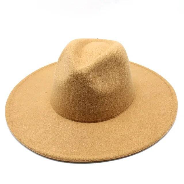 Black and white wool wide brim fedora hat by eprolo, crushable winter derby style for men and women, suitable for church or jazz events.