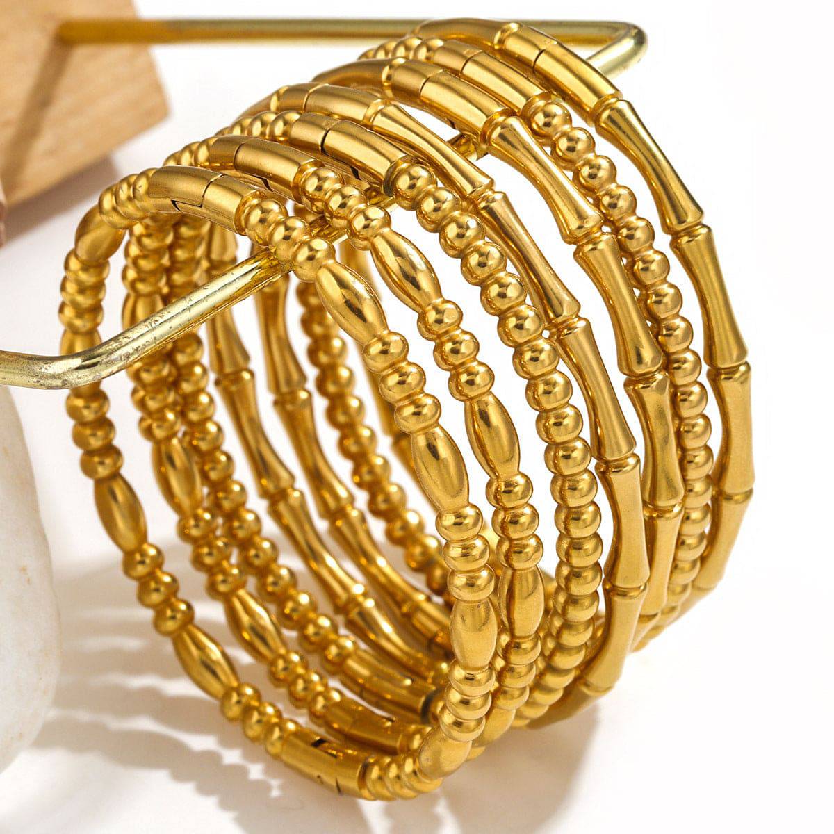 Eprolo bamboo titanium steel bracelet for women, summer niche cold style stainless steel retro bamboo jewelry design