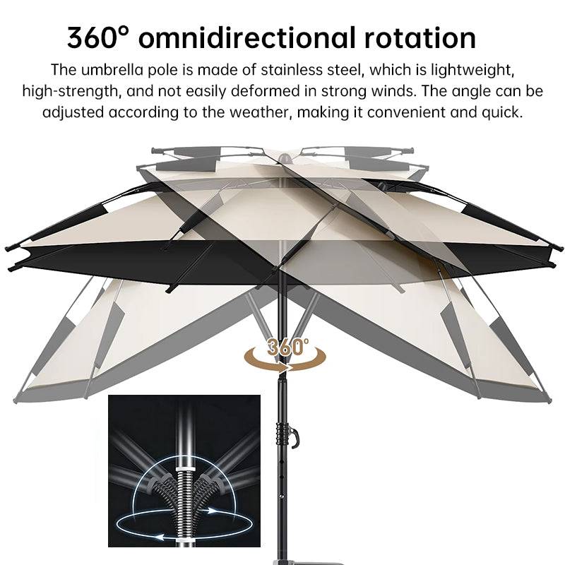 eprolo 6.6ft double canopy beach umbrella with UV protection and waterproof fabric, ideal for garden, camping, or fishing outdoor shade